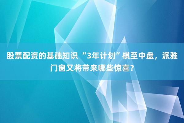 股票配资的基础知识 “3年计划”棋至中盘，派雅门窗又将带来哪些惊喜？