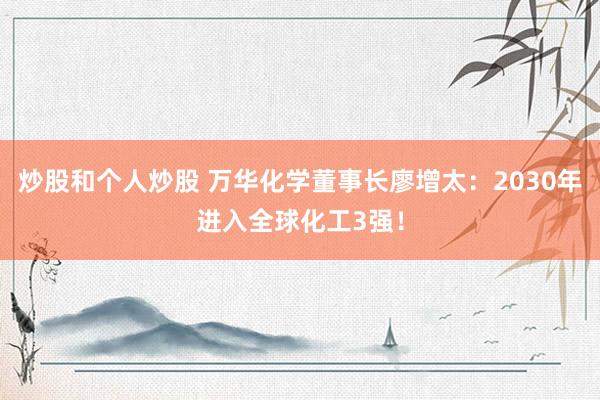 炒股和个人炒股 万华化学董事长廖增太：2030年进入全球化工3强！
